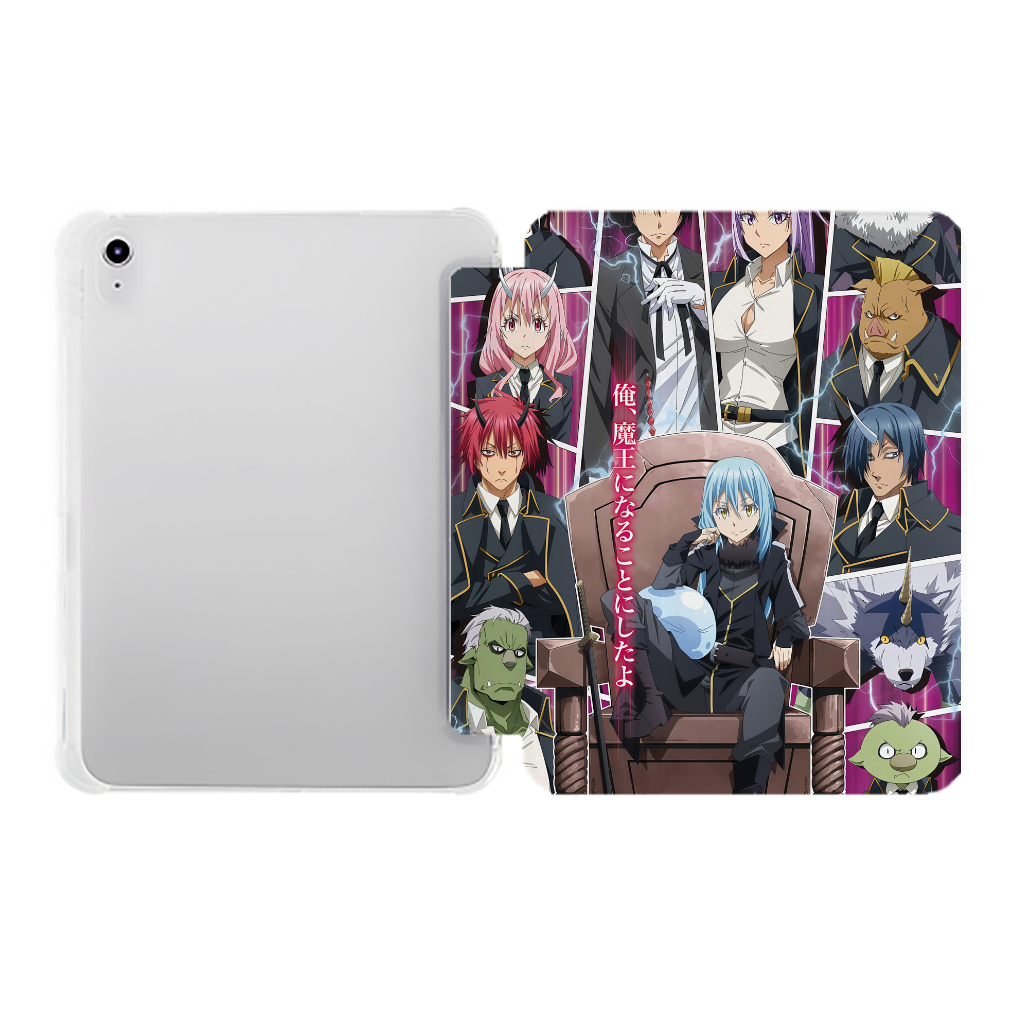 （画像用） 転スラ Regarding Reincarnated to Slime IPad ケース ペン収納付き 三つ折りスタンド PUレザー×シリコン 対応機種9.5/10.5/10.9インチ